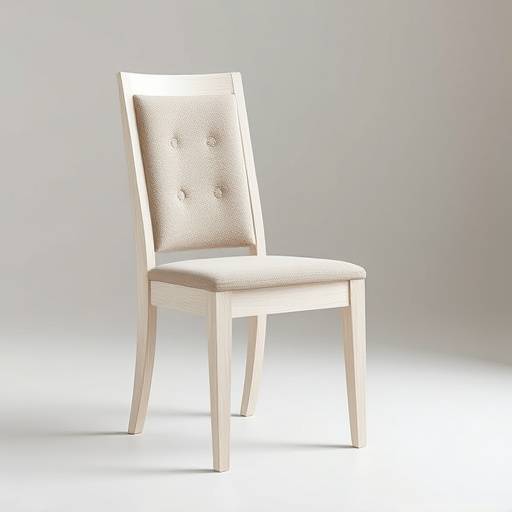 Spisestuestol med armlener i hvitoljet eik med beige stofftrekk